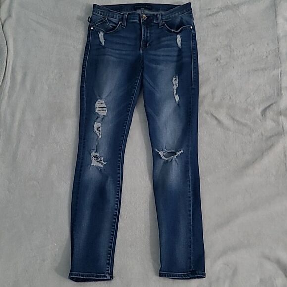 Rock and Republic Women's 10 Dark Wash Denim Distressed Jeans Mid Rise Skinny - Picture 12 of 14